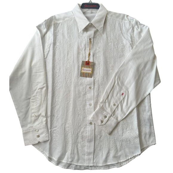 NWT Robet Graham Coco De Mar‎ Vertical Textured Paisley Men's Button Shirt XL - Picture 1 of 13